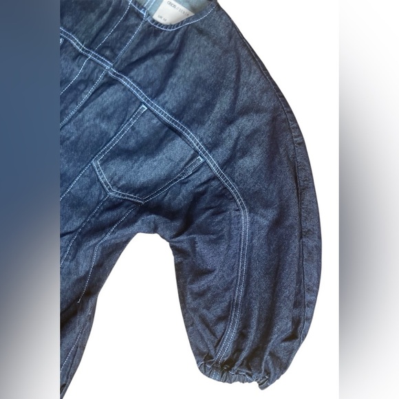 ASOS Denim Jumpsuit Women’s Size US 6 UK 10 Blue Balloon Sleeve Tapered Waist - Picture 4 of 11